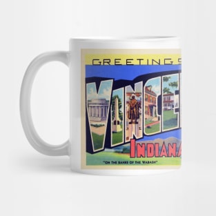 Greetings from Vincennes, Indiana - Vintage Large Letter Postcard Mug